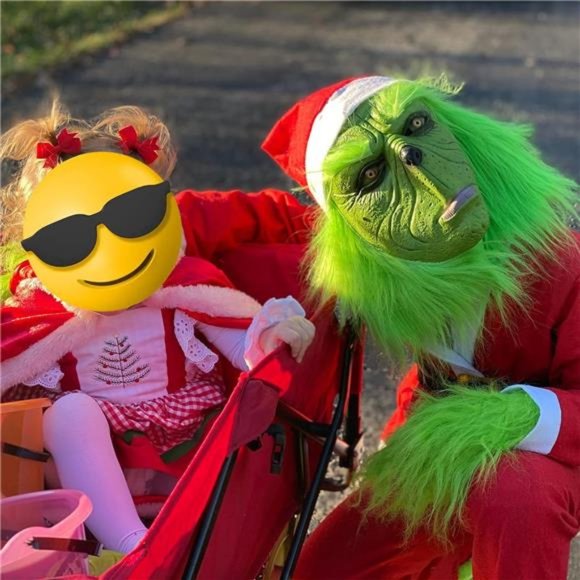 Green Monster Mask, Christmas Cute Costume Mask, Latex Role Play Mask - Picture 5 of 6